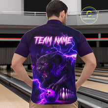 Load image into Gallery viewer, Purple Thunder Lightning Custom Panther Bowling Polo, 1/4 zip Shirts For Men, Panther Bowling Jerseys NQS10789