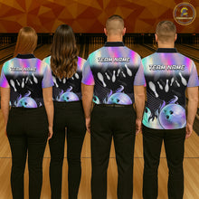 Load image into Gallery viewer, Bowling Polo Shirts For Women, 1/4 zip shirts Custom hologram Bowling Team Shirts Bowler Outfit NQS11385