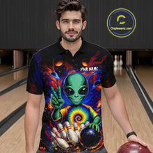 Load image into Gallery viewer, Funny Colorful Galaxy Alien Bowling Shirts For Men Custom Bowling Team Outfit, Gift For Bowler NQS11444