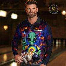 Load image into Gallery viewer, Funny Colorful Galaxy Alien Bowling Shirts For Men Custom Bowling Team Outfit, Gift For Bowler NQS11444