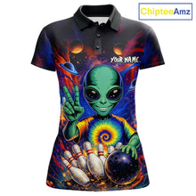 Load image into Gallery viewer, Funny Colorful Galaxy Alien Bowling Shirts For Women Custom Bowling Team Outfit, Gift For Bowler NQS11444