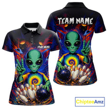 Load image into Gallery viewer, Funny Colorful Galaxy Alien Bowling Shirts For Women Custom Bowling Team Outfit, Gift For Bowler NQS11444