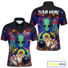 Load image into Gallery viewer, Funny Colorful Galaxy Alien Bowling Shirts For Men Custom Bowling Team Outfit, Gift For Bowler NQS11444