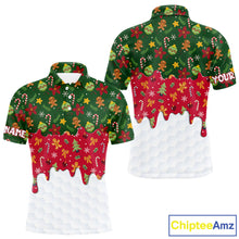 Load image into Gallery viewer, Funny Christmas pattern Golf Polo Shirts For Men custom Christmas golf gifts mens golf outfit NQS10866