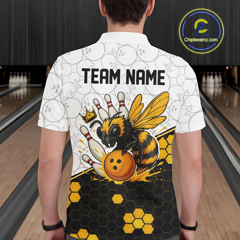 Black and White Camo Bowling Yellow Honey Bee Bowling shirts for Men Custom Team bowling jersey NQS11249