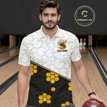 Load image into Gallery viewer, Black and White Camo Bowling Yellow Honey Bee Bowling shirts for Men Custom Team bowling jersey NQS11249