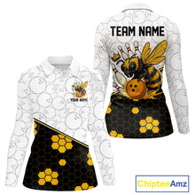 Load image into Gallery viewer, Black and White Camo Bowling Yellow Honey Bee Bowling shirts for Women Custom Team bowling jersey NQS11249