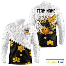 Load image into Gallery viewer, Black and White Camo Bowling Yellow Honey Bee Bowling shirts for Men Custom Team bowling jersey NQS11249