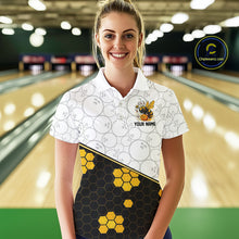 Load image into Gallery viewer, Black and White Camo Bowling Yellow Honey Bee Bowling shirts for Women Custom Team bowling jersey NQS11249