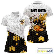 Load image into Gallery viewer, Black and White Camo Bowling Yellow Honey Bee Bowling shirts for Women Custom Team bowling jersey NQS11249