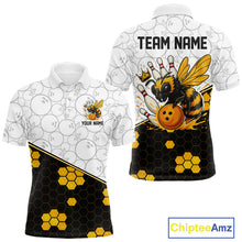 Load image into Gallery viewer, Black and White Camo Bowling Yellow Honey Bee Bowling shirts for Men Custom Team bowling jersey NQS11249