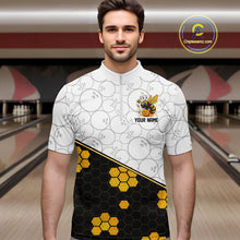 Load image into Gallery viewer, Black and White Camo Bowling Yellow Honey Bee Bowling shirts for Men Custom Team bowling jersey NQS11249
