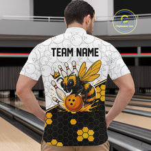 Load image into Gallery viewer, Black and White Camo Bowling Yellow Honey Bee Bowling shirts for Men Custom Team bowling jersey NQS11249