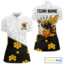 Load image into Gallery viewer, Black and White Camo Bowling Yellow Honey Bee Bowling shirts for Women Custom Team bowling jersey NQS11249