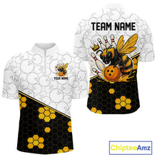 Load image into Gallery viewer, Black and White Camo Bowling Yellow Honey Bee Bowling shirts for Men Custom Team bowling jersey NQS11249