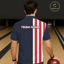 Load image into Gallery viewer, Retro Bowling Hawaiian Button-up Shirt custom Red, White &amp; Blue patriotic bowling outfits team jersey NQS11446