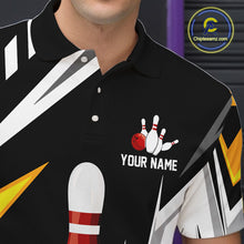 Load image into Gallery viewer, Black, White and Gold Men's bowling Polo, Quarter Zip shirts Custom Team bowling league jerseys NQS11264