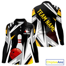 Load image into Gallery viewer, Black, White and Gold Women's bowling Polo, Quarter Zip shirts Custom Team bowling league jerseys NQS11264
