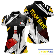 Load image into Gallery viewer, Black, White and Gold Women's bowling Polo, Quarter Zip shirts Custom Team bowling league jerseys NQS11264
