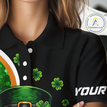 Load image into Gallery viewer, Green shamrock pattern St Patrick Skull Golf and Beer Polo shirts for Women Custom ladies golf tops NQS11483