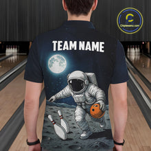 Load image into Gallery viewer, Funny Astronaut Bowling Polo, Quarter Zip Shirts For Men Custom Bowling Team Outfit, Gift For Bowler NQS10694