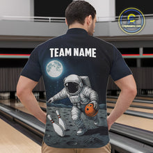 Load image into Gallery viewer, Funny Astronaut Bowling Polo, Quarter Zip Shirts For Men Custom Bowling Team Outfit, Gift For Bowler NQS10694