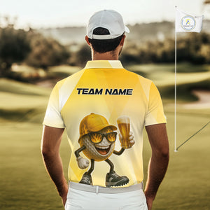 Funny Yellow pattern Golf ball drinking beer Mens Golf Polo Shirt Custom team golf outfits for mens NQS10718