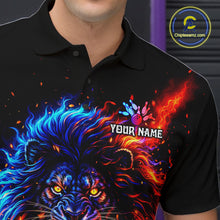 Load image into Gallery viewer, Red and Blue Flame Lion Bowling Shirts For Men Custom Fire Lion Team Bowling jersey NQS11347