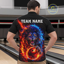 Load image into Gallery viewer, Red and Blue Flame Lion Bowling Shirts For Men Custom Fire Lion Team Bowling jersey NQS11347