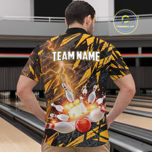 Load image into Gallery viewer, Black and Yellow Camo Lightning Thunder Bowling Shirts For Men Custom Bowling Team Jerseys NQS11153