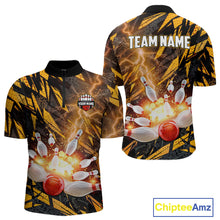 Load image into Gallery viewer, Black and Yellow Camo Lightning Thunder Bowling Shirts For Men Custom Bowling Team Jerseys NQS11153