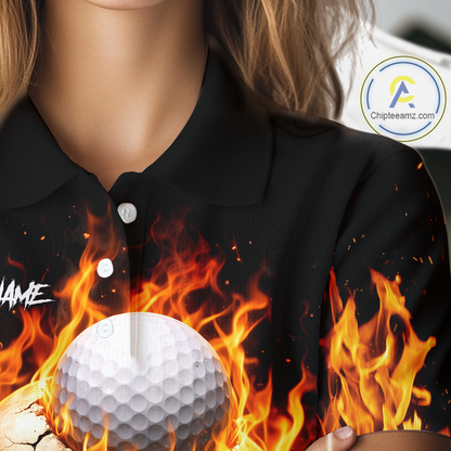 Flame Skull Golf Polo shirts for Women custom Skull Fire team golf shirts, golf gifts for ladies NQS11576