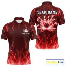 Load image into Gallery viewer, Red flame lightning thunder Bowling polo, quarter zip shirts for men custom Bowling team jerseys NQS10979