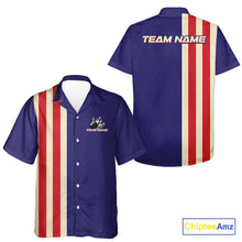 Load image into Gallery viewer, Red, White and Blue Retro Bowling Hawaiian Shirt custom patriotic bowling outfits team jerseys NQS11167