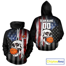 Load image into Gallery viewer, Personalized Skull Basketball Shirts Custom Team's Name American Flag Cool basketball player Jersey NQS11391