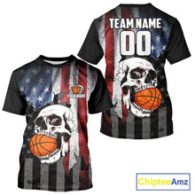 Load image into Gallery viewer, Personalized Skull Basketball Shirts Custom Team's Name American Flag Cool basketball player Jersey NQS11391
