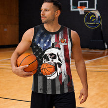 Load image into Gallery viewer, Personalized Skull Basketball Shirts Custom Team's Name American Flag Cool basketball player Jersey NQS11391