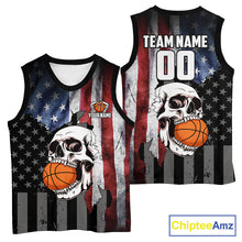 Load image into Gallery viewer, Personalized Skull Basketball Shirts Custom Team's Name American Flag Cool basketball player Jersey NQS11391