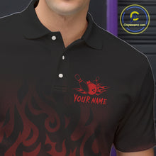 Load image into Gallery viewer, Red Skull Bowling Shirts With Flames custom quarter zip, polo team jerseys, bowling jerseys men NQS10998