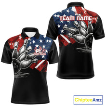 Load image into Gallery viewer, Personalized American Flag Bowling Team Shirts For Men, Patriotic Bowling Gifts NQS10829