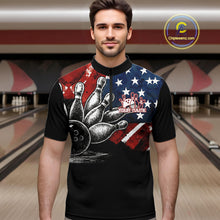 Load image into Gallery viewer, Personalized American Flag Bowling Team Shirts For Men, Patriotic Bowling Gifts NQS10829