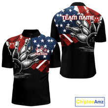 Load image into Gallery viewer, Personalized American Flag Bowling Team Shirts For Men, Patriotic Bowling Gifts NQS10829