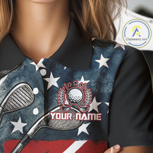 Load image into Gallery viewer, Personalized American Flag Golf Polo Shirts For Women, Patriotic Golf Gifts NQS10830