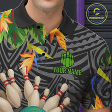 Load image into Gallery viewer, Green tropical flower tribal pattern Bowling Shirts For Men Custom Bowling Team Jersey Bowlers Outfit NQS11005
