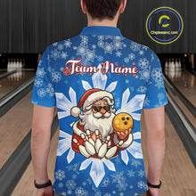 Load image into Gallery viewer, Blue Snowflake Funny Santa Bowling Shirts For Men Custom Christmas Bowling Team Jersey Xmas Gifts NQS11007