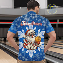 Load image into Gallery viewer, Blue Snowflake Funny Santa Bowling Shirts For Men Custom Christmas Bowling Team Jersey Xmas Gifts NQS11007