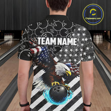 Load image into Gallery viewer, Black and White American flag Eagle Bowling shirt for men custom Patriotic Bowling Team League Jersey NQS11424