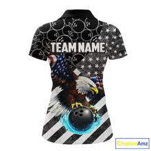 Load image into Gallery viewer, Black and White American flag Eagle Women Bowling shirts custom Patriotic Bowling Team League Jersey NQS11424