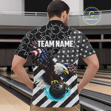 Load image into Gallery viewer, Black and White American flag Eagle Bowling shirt for men custom Patriotic Bowling Team League Jersey NQS11424