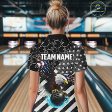 Load image into Gallery viewer, Black and White American flag Eagle Women Bowling shirts custom Patriotic Bowling Team League Jersey NQS11424